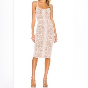 BCBG MAX AZRIA Bone Snake/Animal Print Leger-Spaghetti Strap Dress Sz S NWT